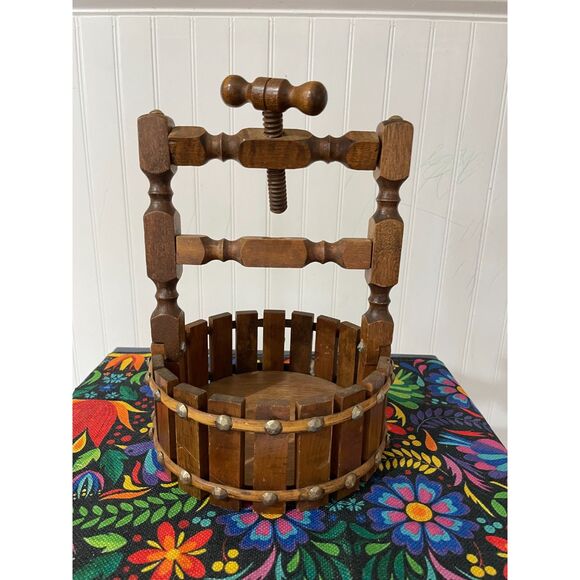 Vintage Wooden nut cracker Rustic Farmhouse Kitchen Decor | Wood Barrel Display - Picture 2 of 2